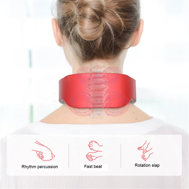 Massageador elétrico de pulso para pescoço e ombro, 6 modos, 9 níveis, calor ajustável, vértebra cervical, relaxamento, alívio da dor, máquina de amassar