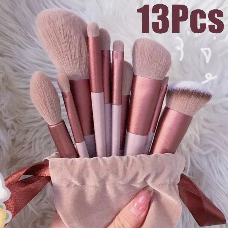 13 PCpincéis de maquiagem conjunto sombra de olho fundação feminino escova cosmética sombra blush beleza macio compõem ferramentas saco