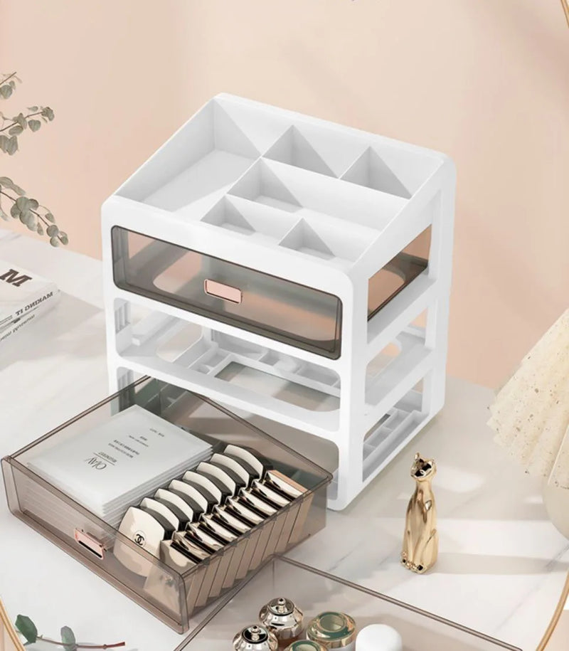 Makeup Organizer With Drawer Desktop Cosmetic Storage Box Lipstick Jewelry Make Up Case Table Stationery Sundries Container