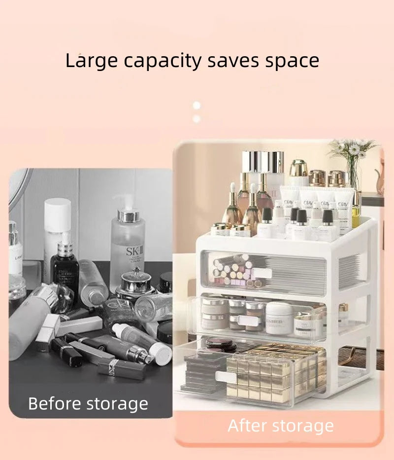 Makeup Organizer With Drawer Desktop Cosmetic Storage Box Lipstick Jewelry Make Up Case Table Stationery Sundries Container