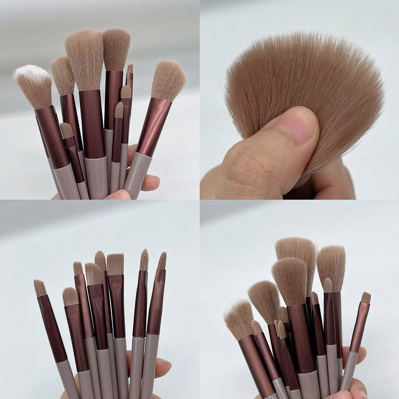 13 PCpincéis de maquiagem conjunto sombra de olho fundação feminino escova cosmética sombra blush beleza macio compõem ferramentas saco