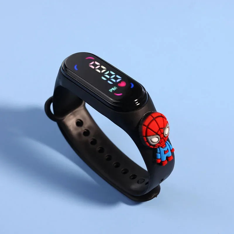 New Disney Mickey Mouse Minnie Avengers Spiderman LED Student Kids Sports Touch Cartoon Electronic Watch Boys Girls Toys Gifts